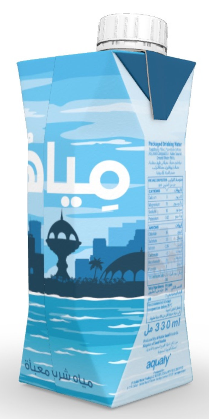 Bottle side label showing composition data source